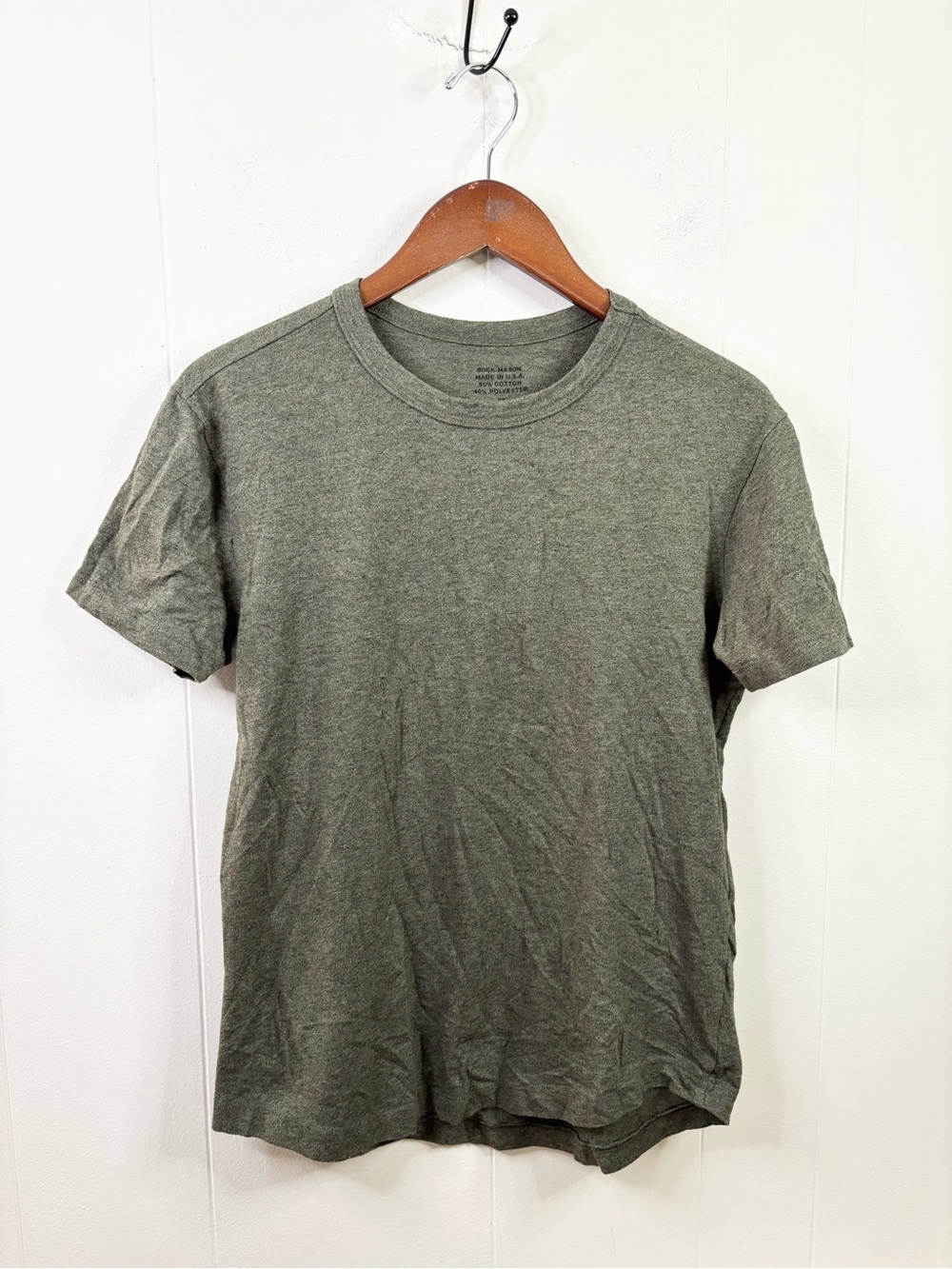 Buck Mason men’s heathered green cotton short sleeve toughknit tee shirt size XS